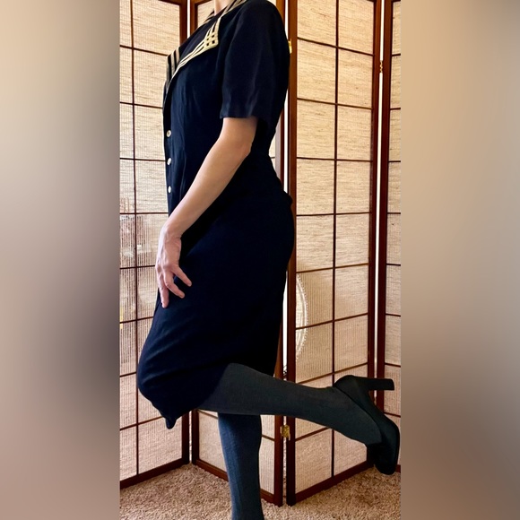 S.L. Fashions women 80s vintage nautical navy blazer sailor dress - Picture 4 of 9